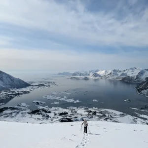 Snowshoe summit in Lofoten