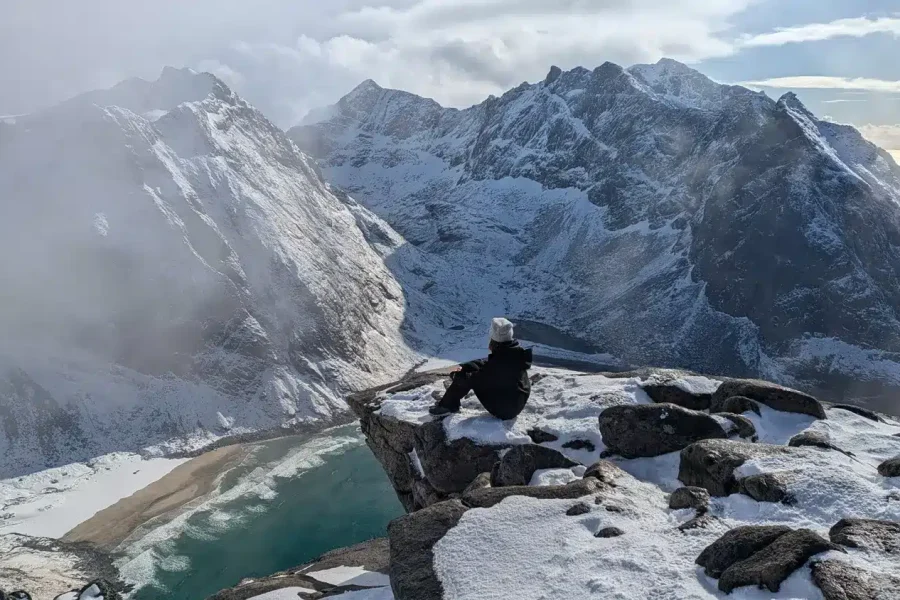 winter hiking in lofoten